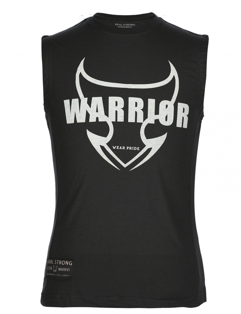 WARRIOR SERIES - Sleeveless T-Shirt - Black (White)