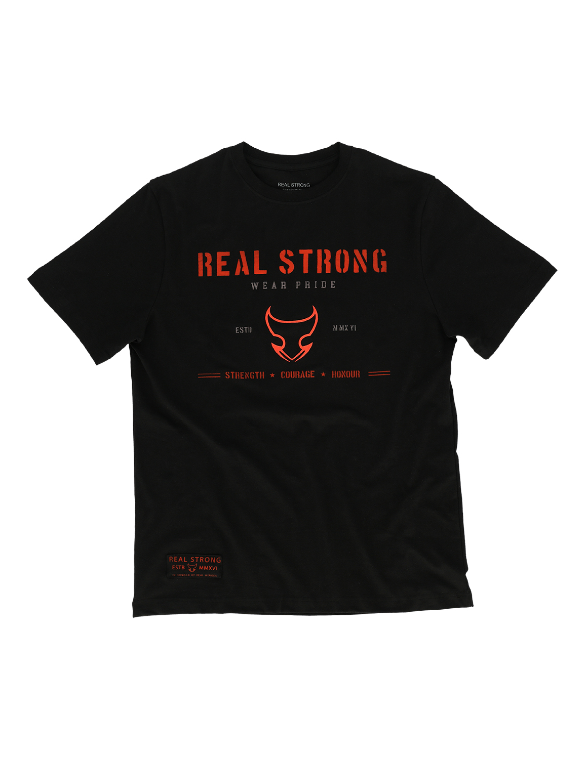 Pride - Strength Courage Honour -  Half Sleeve T-Shirt - Black (Orange)